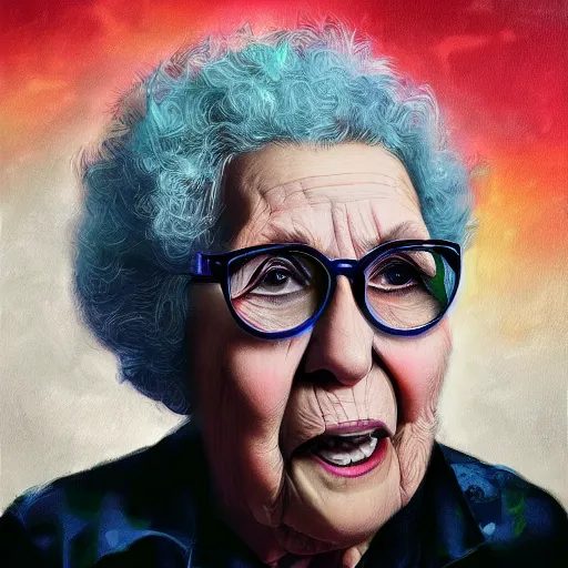 Prompt: fantastic artistic portrait of granny devito, trending on artstation