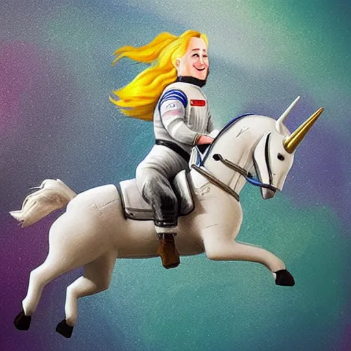 Image similar to An astronaut riding a unicorn in a photorealistic style