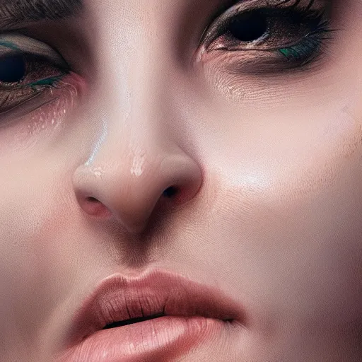 Image similar to close up of a young woman with skin over her eyes, hyperdetailed, artstation, cgsociety, 8k