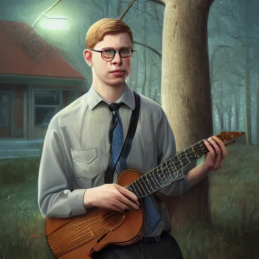 Image similar to Joe Pera, a fine art painting, Patrick Brown, trending on cgsociety, artstation, american realism, 2d game art, photo illustration, daz3d, official art,