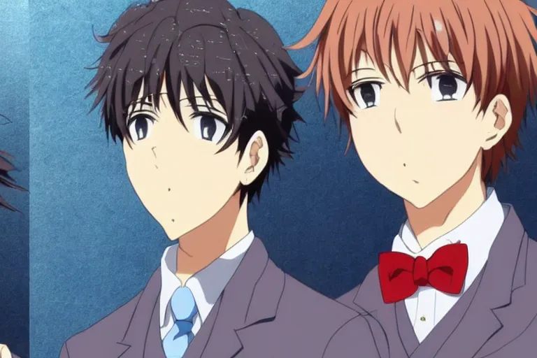 Prompt: Two handsome guys, Kyoto Animation