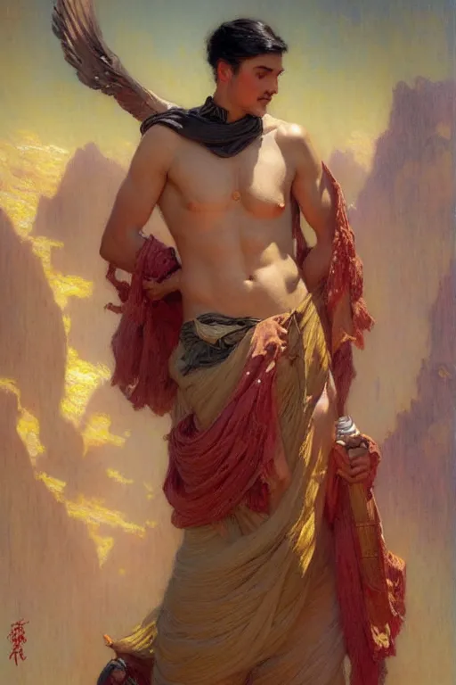 Prompt: male, taoism, painting by gaston bussiere, greg rutkowski, j. c. leyendecker, artgerm