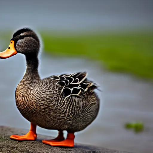 Prompt: a duck is wearing a tiny crown on it's tiny head, award winning photography