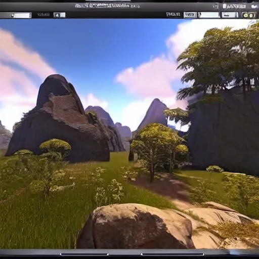 Image similar to a beautiful landscape, nvidia raytracing demo