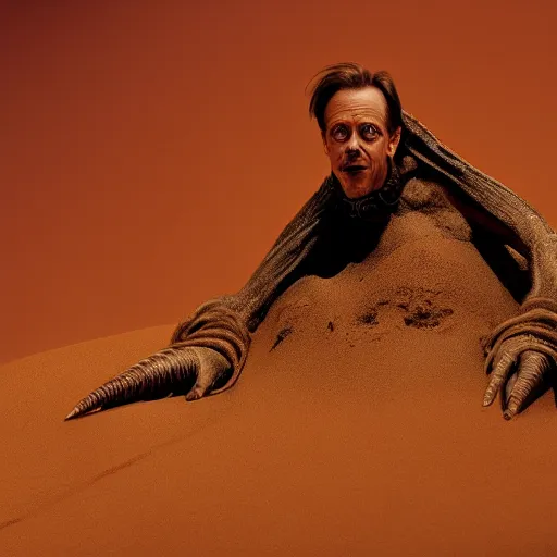 Prompt: photo of Steve buscemi as a sandworm from Dune, sharp lighting, high contrast