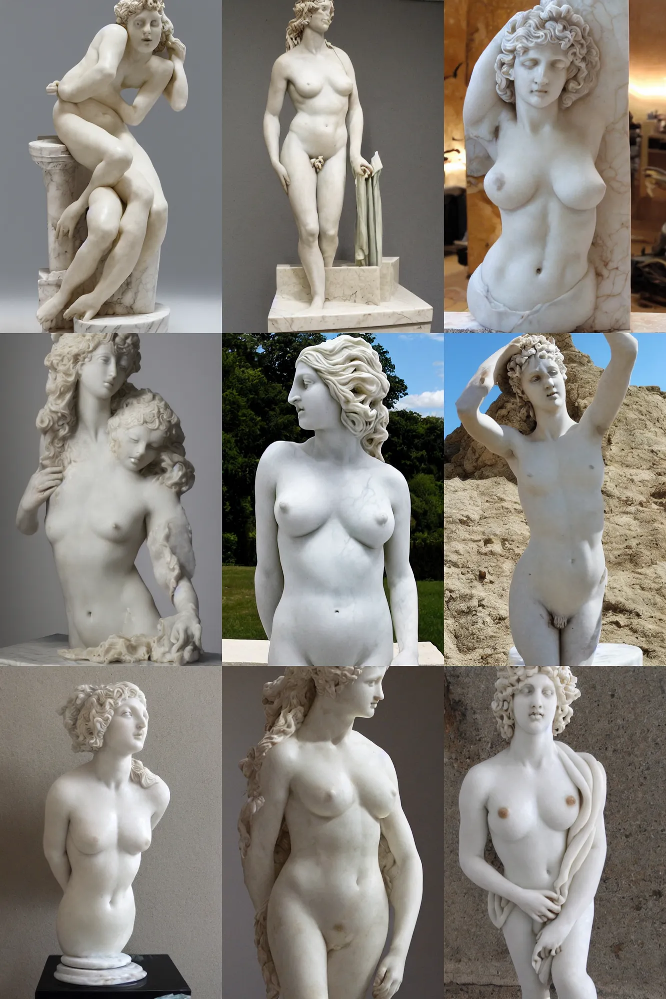 Prompt: marble aphrodite sculpture looking like alexa graca