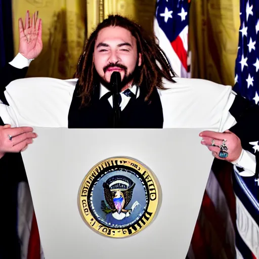 Image similar to Post Malone is officially elected president of the United States, White House photographer