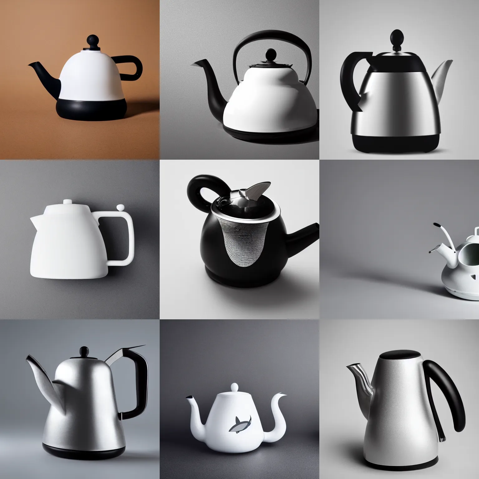 Prompt: a tea kettle in the shape of a shark, product design, modern, minimalist, studio photography, studio lighting, white background, clean, shiny