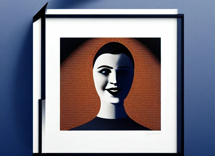 Image similar to portrait of a happy heroine, planet,modern art deco, Mads Berg, Karolis Strautniekas,small finely stippled light, dramatic lighting,fine texutre, editorial illustration, detailed,matte print, film noir, graphic novel, graphic design, dark blue+dark orange+beige+black+white,dynamic composition,moody