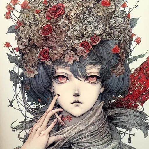 Image similar to prompt: Portrait painted in Frank frazzeta style drawn by Vania Zouravliov and Takato Yamamoto, inspired by Fables, intricate acrylic gouache painting, high detail, sharp high detail, manga and anime 2000