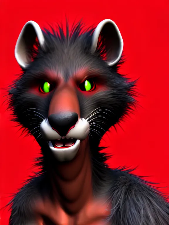 Image similar to furry - male - red - black - weasel - chaos theorist - fursona uhd ue 5 visual novel pc game expressions, photorealistic