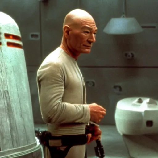 Prompt: a film still of patrick stewart in the movie star wars a new hope