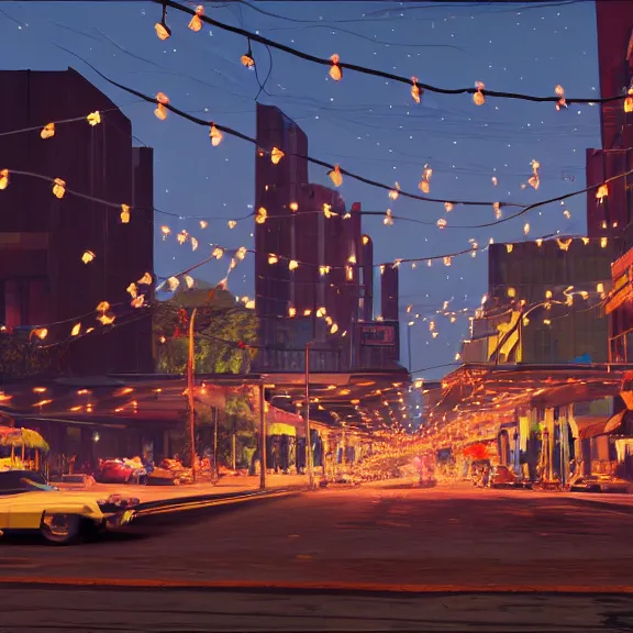 Prompt: Downtown Mexico, string lights, colorful lighting, night, realism, gta 5 screenshot, by Tooth Wu, by Lienzo Óleo Paisaje, by Greg Rutkowski