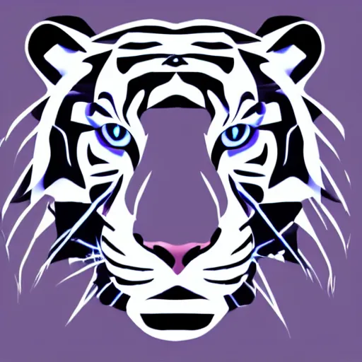 Image similar to the outline of the face of an electric blue tiger, black background