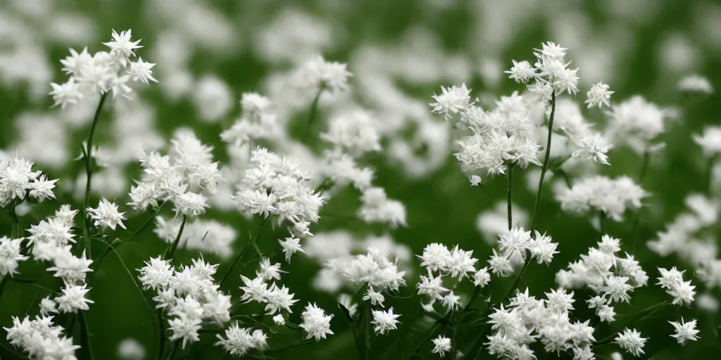 Prompt: minimalistic wallpaper of edelweiss flowers with white background, matte painting