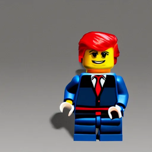 Image similar to Trump as a lego character, photorealism, Volumetric lightening