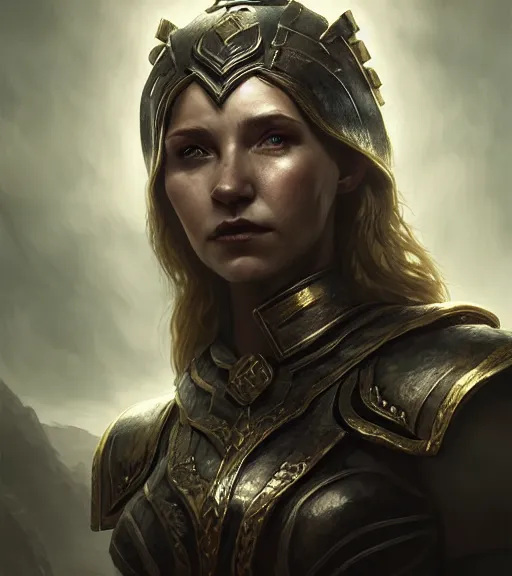 Image similar to unknown the elder scrolls vi charismatic rugged female battle - mage portrait partially clothed in metal - plated battle armor atmospheric lighting painted intricate volumetric lighting, beautiful, sharp focus, ultra detailed by leesha hannigan, ross tran, thierry doizon, kai carpenter, ignacio fernandez rios