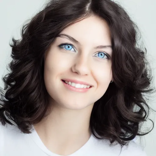 Image similar to photo of a young woman with short wavy black hair