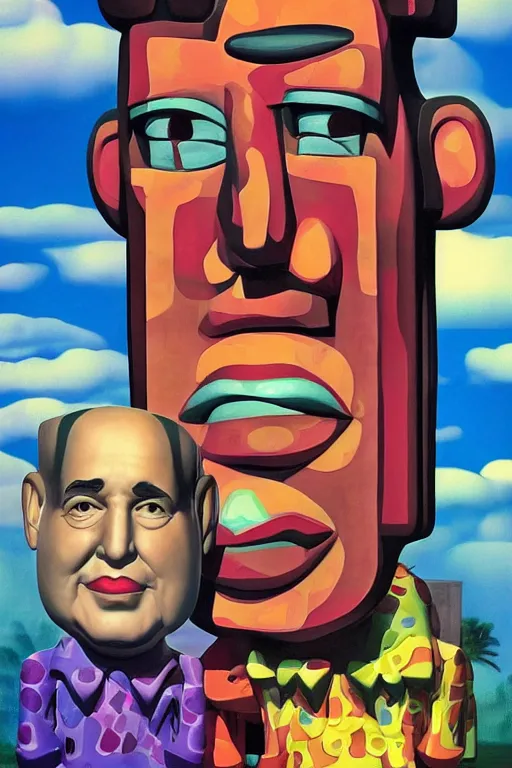 caricature cartoon moai statue popart slap face, Stable Diffusion