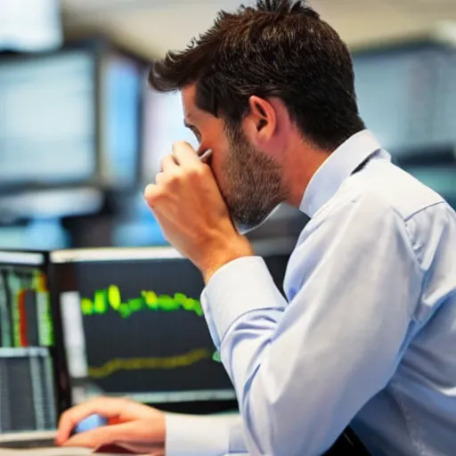 Prompt: a day trader who just suffered max loss