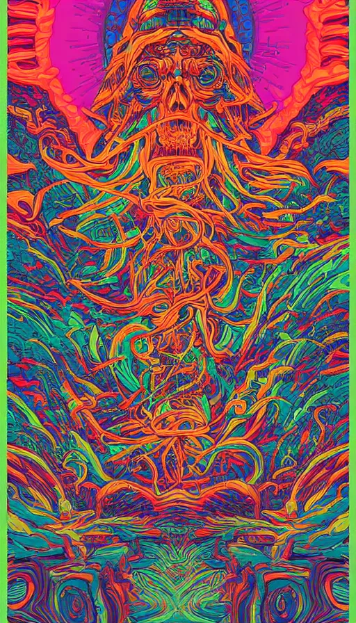 Image similar to psytrance artwork, by dan mumford