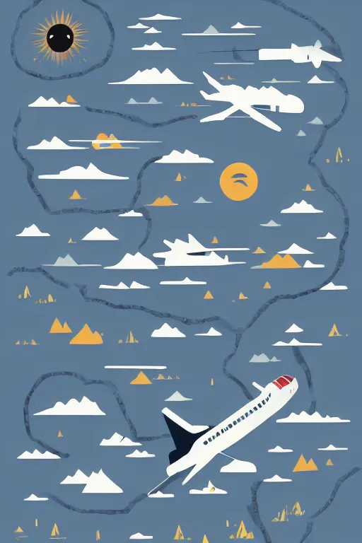 Image similar to airplane mountain flat vector illustration digital art trending on artstation