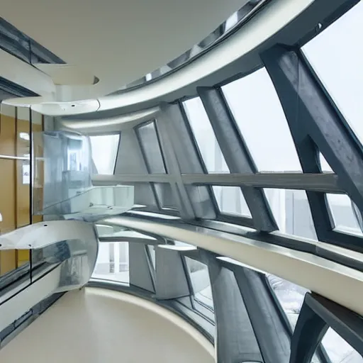 Image similar to interior of futuristic sci-fi mega-apartment building