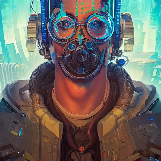 Image similar to pixel god cyberpunk apocalyptic portrait by gaston bussierre and charles vess and james jean and erik jones and rhads, inspired by rick and morty, epic, funny, huge scale, beautiful fine face features, intricate high details, sharp, ultradetailed