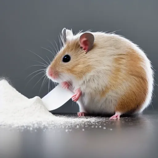 Image similar to hamster snorting white powder