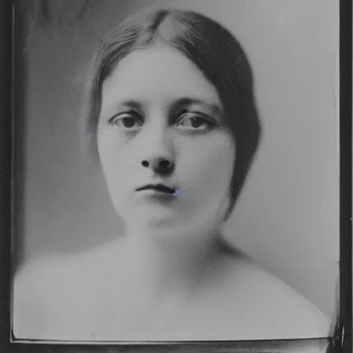 Image similar to disturbing frontal portrait of a woman with 2 pairs of eyes, intricate, elegant, highly detailed, ornate, elegant , luxury, monochrome photograph taken in 1910, grainy, film grain