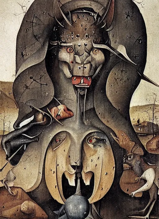 Prompt: The Great Beast, artwork by Hieronymus Bosch