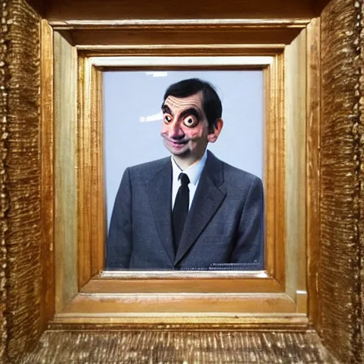 Prompt: mr. bean portrait in the louvre