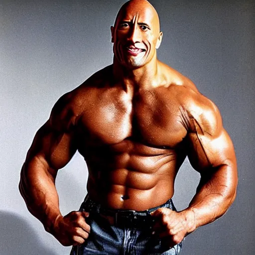 Prompt: Dwayne Johnson with a thin body, skinny body, no muscular body