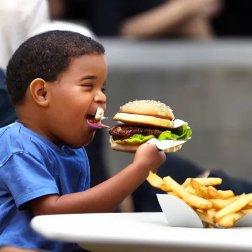 Image similar to Prince eating an burger