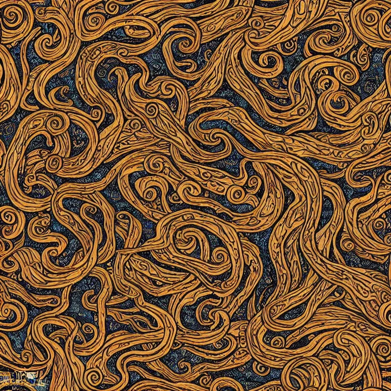 Image similar to lovecraftian seamless pattern by beksisnki, jean delville,