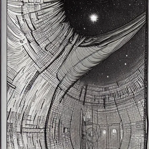 Image similar to Liminal space in outer space by Franklin Booth