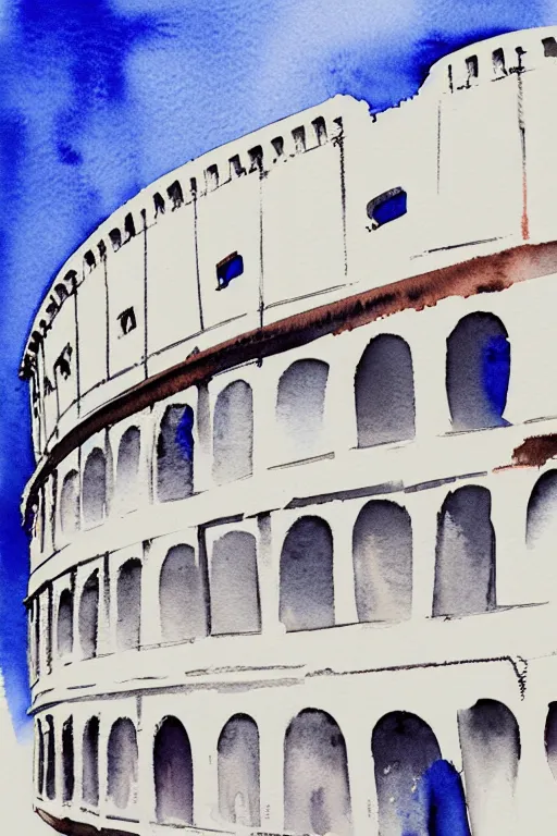 Image similar to minimalist watercolor splash ink art of rome colosseum