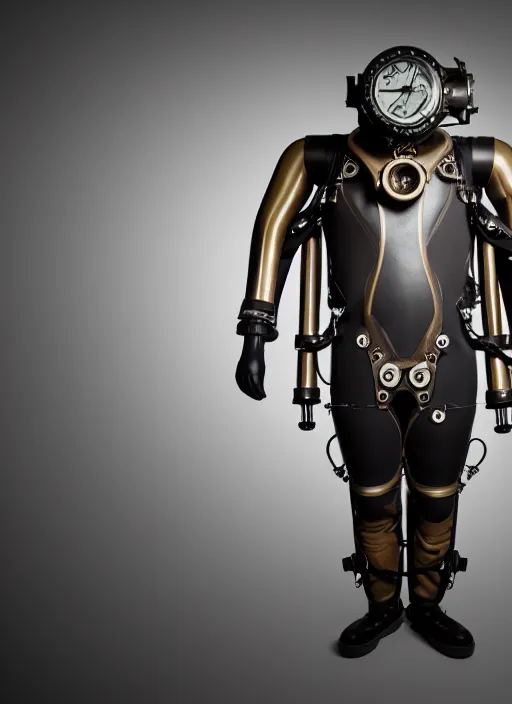 Prompt: studio photo still of a tritonia atmospheric steampunk diving suit, 8 k, studio lighting, key light from right side,