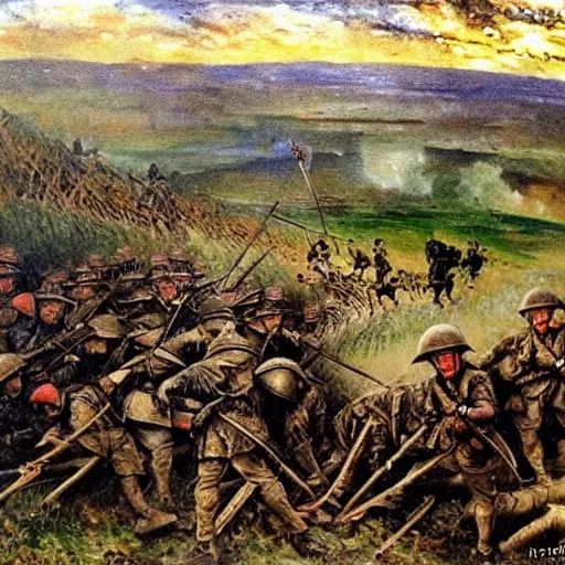 Image similar to Battle of the Somme painting 1916