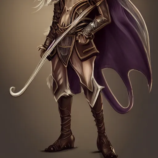 Prompt: a refined dnd satyr with flowy blonde hair, very confident wearing some leather armor and a set of pan flutes, very fancy, refined materials, trending on art station, digital art, airbrush