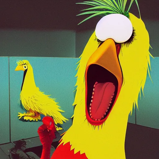 Prompt: illustration of big bird going crazy by ilya kuvshinov katsuhiro otomo