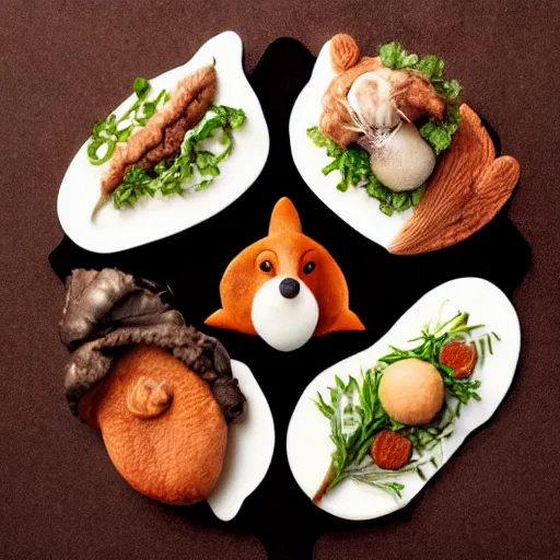 Image similar to studio photography of food in the shape of a fox