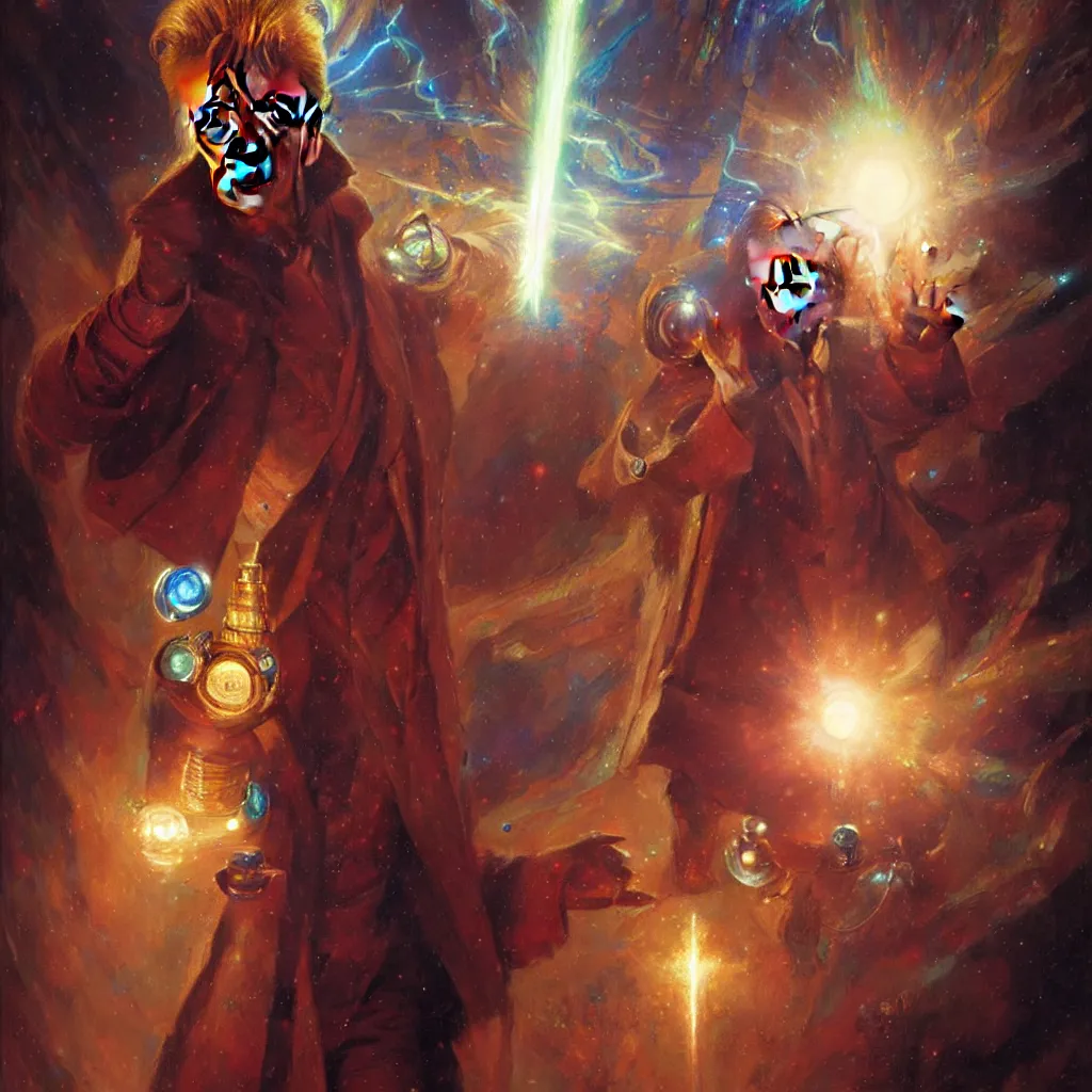 Image similar to david bowie as doctor who, radiant light, caustics, heroic, bright iridescent light, by gaston bussiere, bayard wu, greg rutkowski, maxim verehin