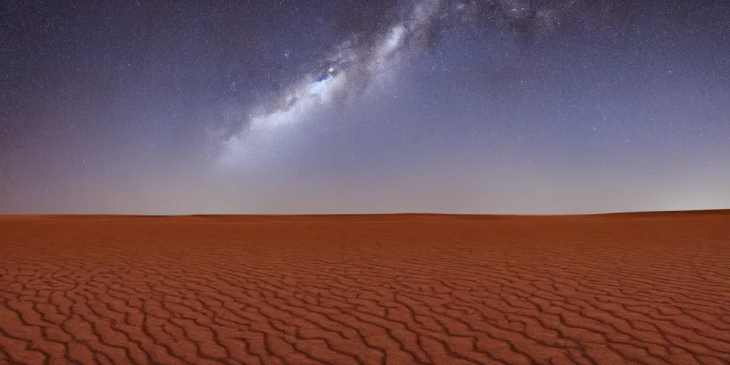 Image similar to desert with sky with starscinematic, highly detailed wide, atmospheric lighting