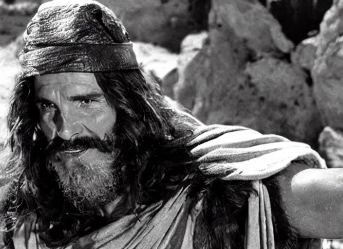 Image similar to film still of Christian Bale as Moses in The Ten Commandments 1956