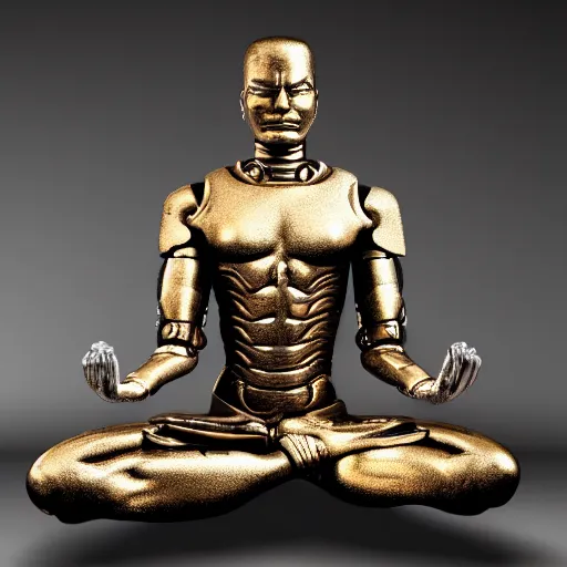 Image similar to photo of a meditating terminator, detailed, high resolution, studio light