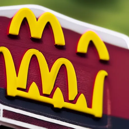 Prompt: macro photography of ho scale miniature mcdonalds happy meal box