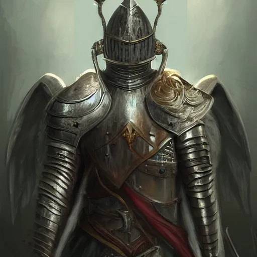 Image similar to a man dressed as a knight with wings and armor, a digital rendering by lise deharme, cgsociety contest winner, fantasy art, reimagined by industrial light and magic, artstation hd, fantasy