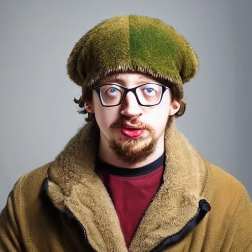 Prompt: professional head shot of sam hyde wearing a soviet military ushanka, very detailed, very intricate, detailed face,