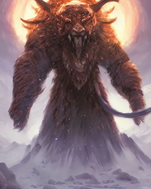 Prompt: Mammoth Shapeshifter Druid Mage, D&D, artstation, fantasy, magic the gathering artwork, cinematic lighting, centered, symmetrical, highly detailed, digital painting, , concept art, smooth, sharp focus, illustration, volumetric lighting, epic Composition, 8k, art by Akihiko Yoshida and Greg Rutkowski and Craig Mullins, oil painting, cgsociety